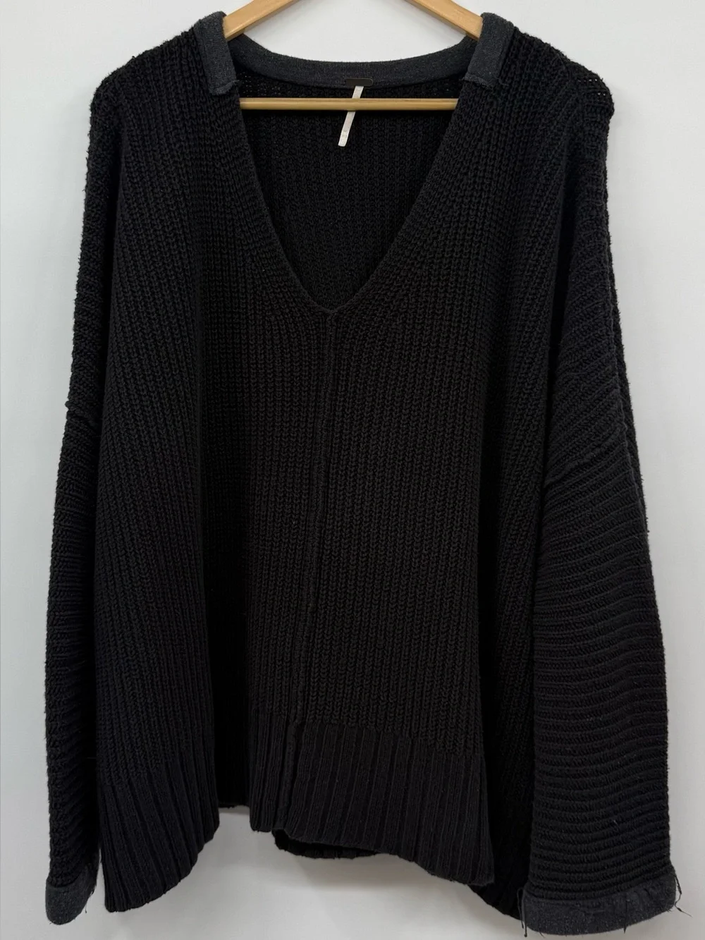 Free People Take Me Over V-Neck Sweater Oversized Distressed Grunge Slouchy SZ M